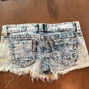 Daytrip Blue Jean Shorts Distressed Frayed Hem